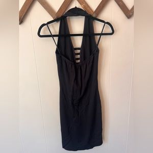 Sexy black bodycon halter dress